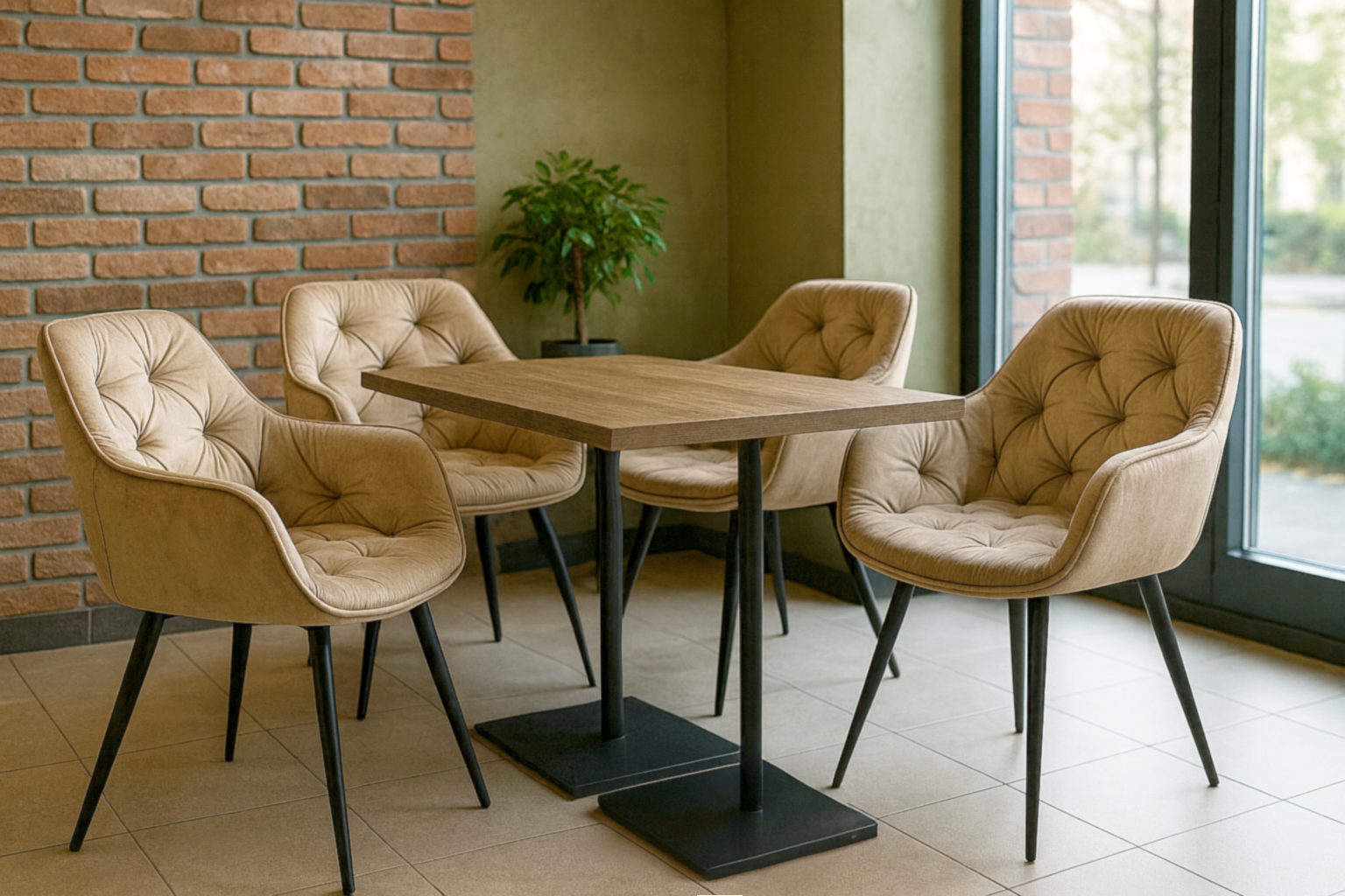 Комплект обеденных стульев Арис М-65 4 шт. с подлокотниками велюр 860x580x590 мм Капучино/Черный