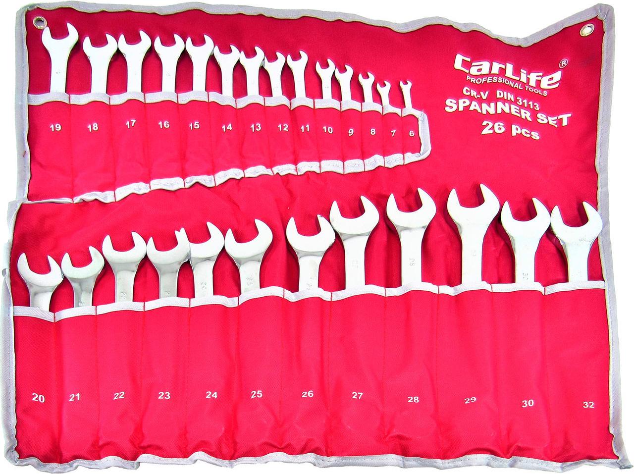 Набор ключей рожково-накидных CarLife 26 шт. 6-32 мм (WR4226) Набор ключей рожково-накидных CarLife 26 шт. 6-32 мм (WR4226)