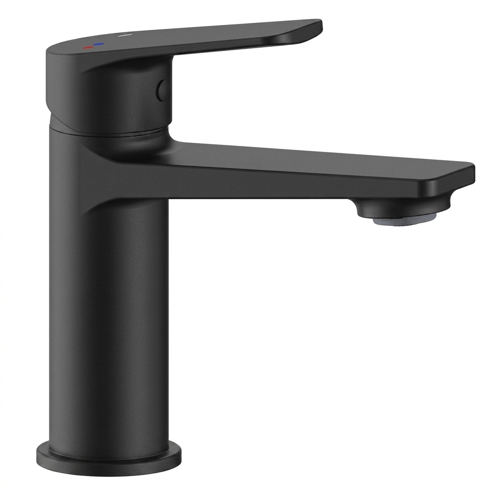 Смеситель для раковины KFA Armatura Luna New однорычажный с донным клапаном Черный матовый (4332-815-81)