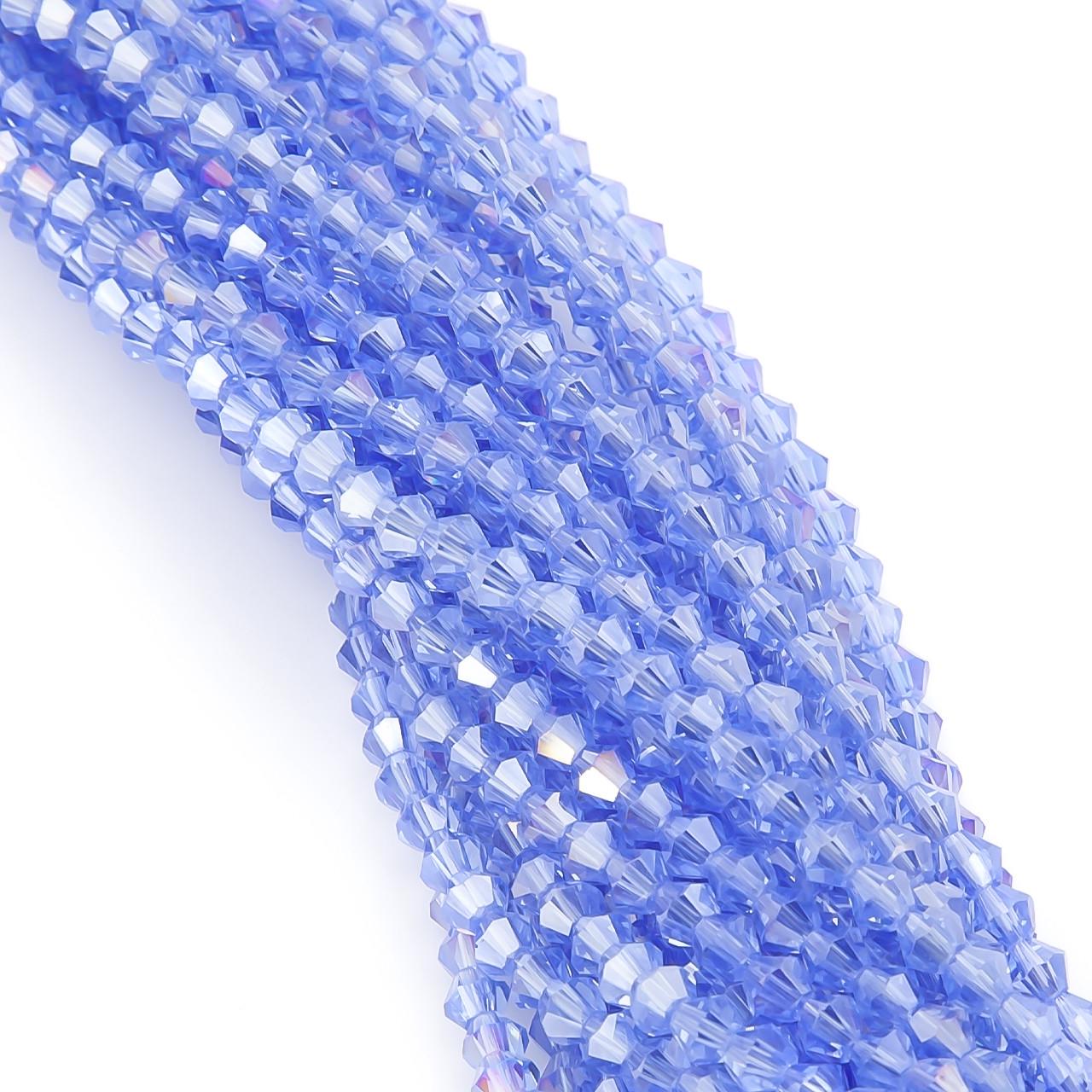 Намистини кришталеві Біконус АВ 3,5х3,2 мм 125 шт. Небесний (БІ0003к82)