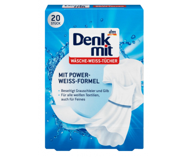 Відбілюючі серветки для прання білої білизни Denkmit 20 шт. (5363532)