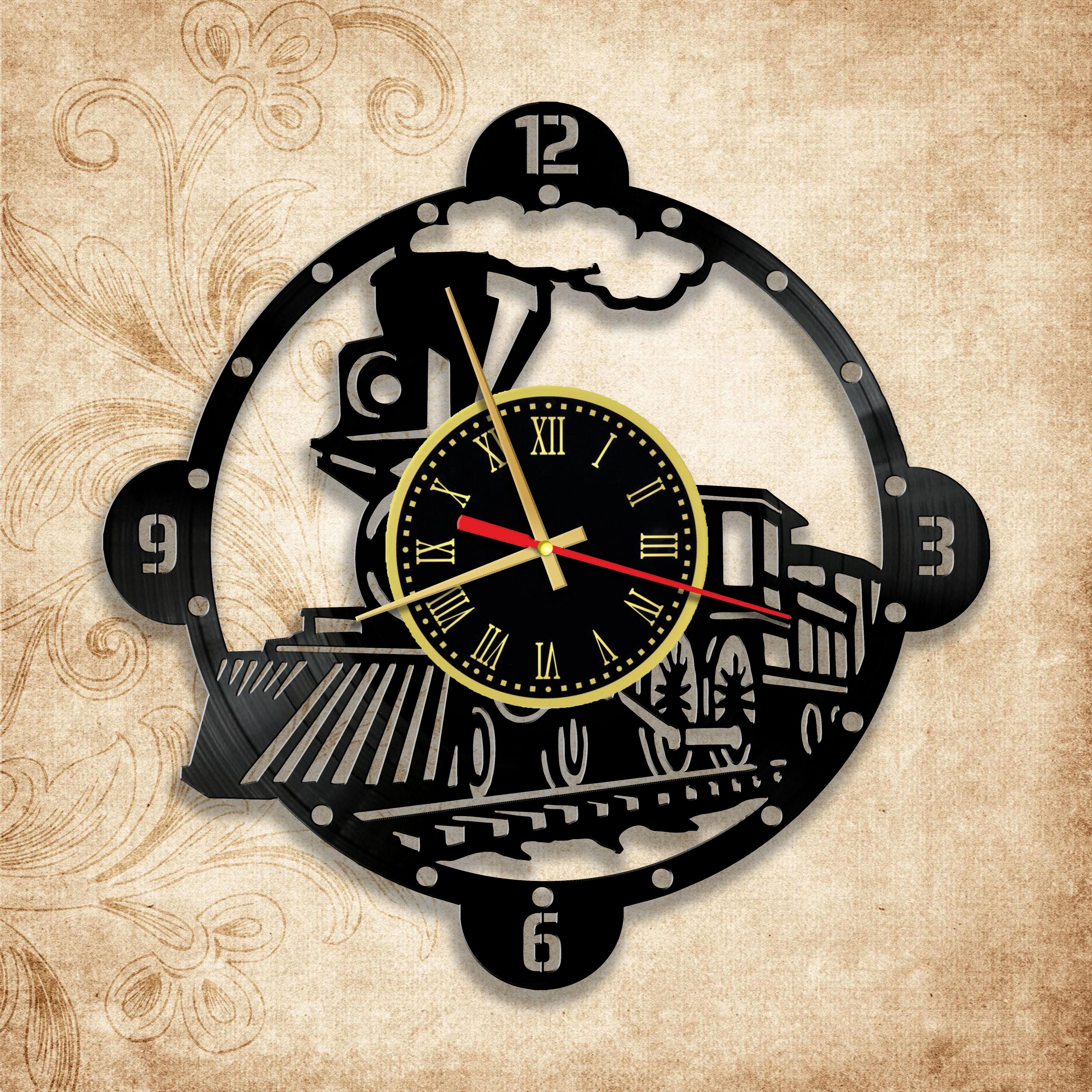 Часы настенные Железнодорожник из виниловой пластинки (3513)
