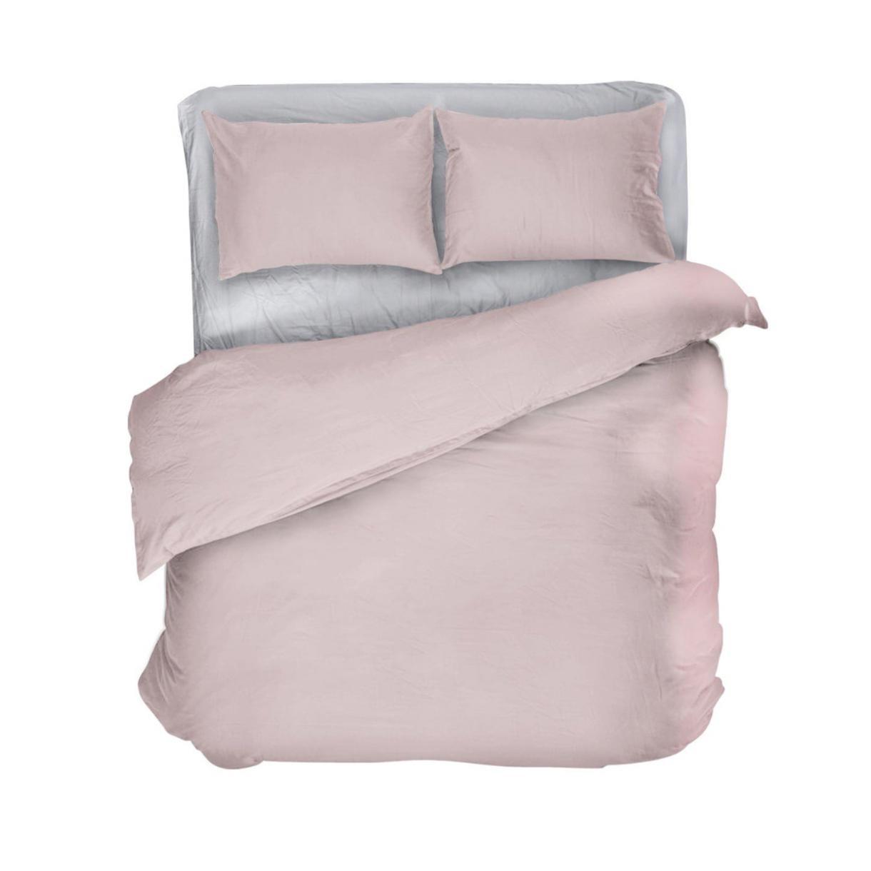 Постільна білизна Lelit полікотон полуторний Рожевий з сірим (P-0132)