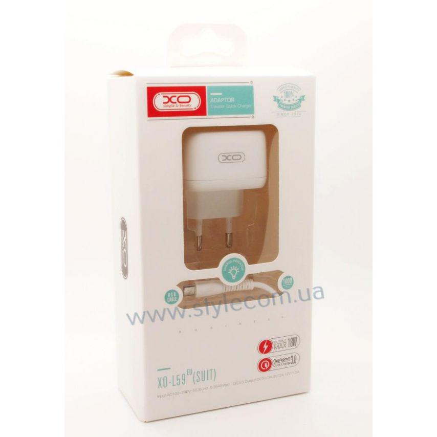 Адаптер Xo L59 1 USB/QC3.0/3A/18 W/Data Cable USB to Micro White - фото 4 Адаптер Xo L59 1 USB/QC3.0/3A/18 W/Data Cable USB to Micro White - фото 4