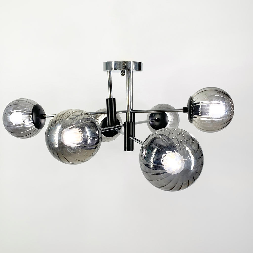 Люстра стельова Lighthouse LF-17376/6 CR/BK/GR Чорний/Хром/Графітовий 