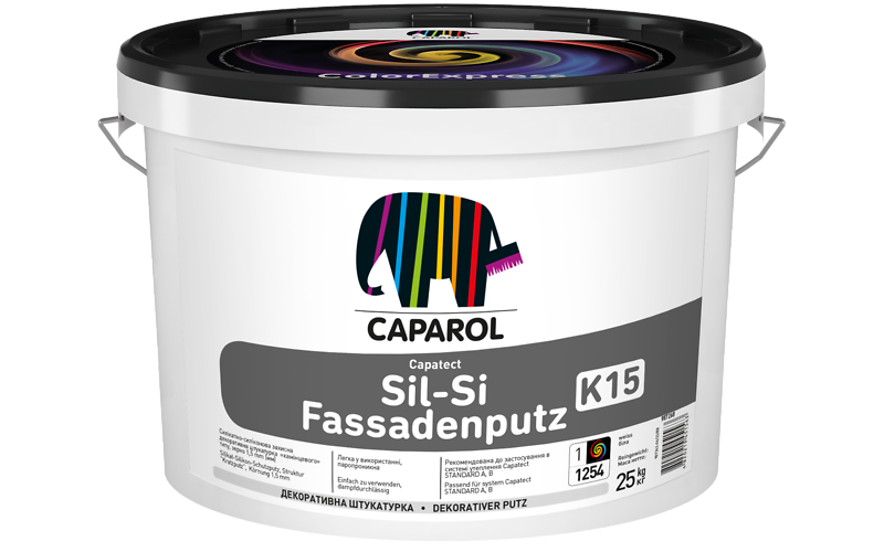 Штукатурка фасадная силикатная силиконовая Caparol Capatect Sil-Si Fassadenputz K15 База Белый 25 кг