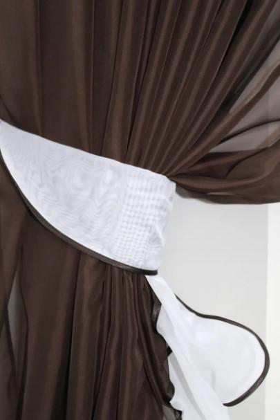 Занавески на кухню с ламбрекеном 200х170 см Венге/Белый (070к) - фото 4