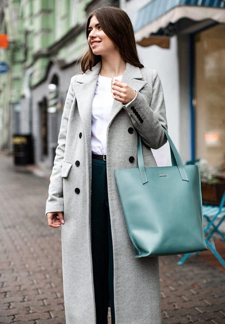 Жіноча сумка-шопер шкіряна D.D. Бірюзовий (A-026327)