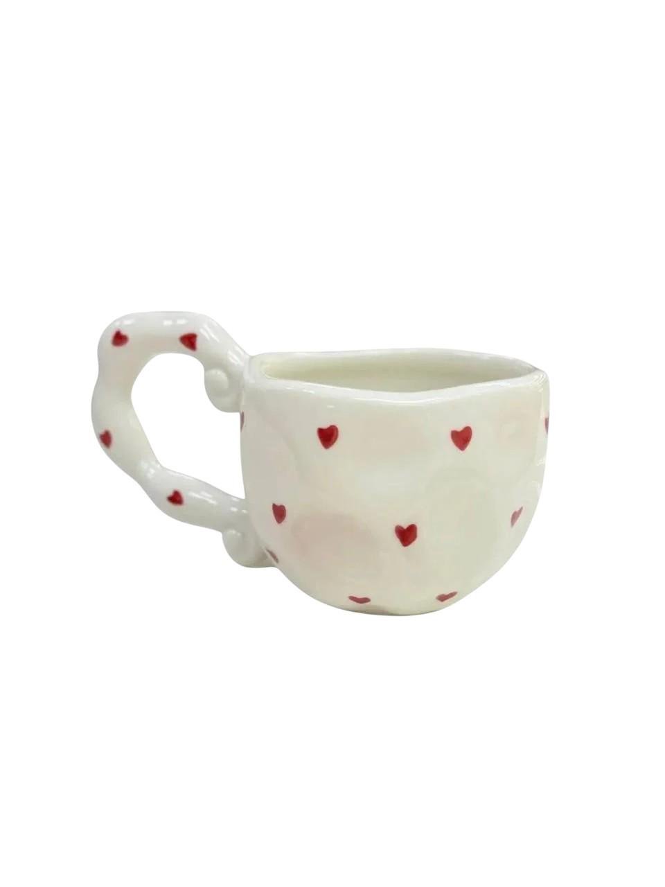 Чашка с блюдцем Сердечка ручной работы для кофе 300 мл (OS-8030-423)