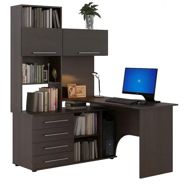 Комп'ютерний стіл кутовий з надбудовою Венге (1118555)