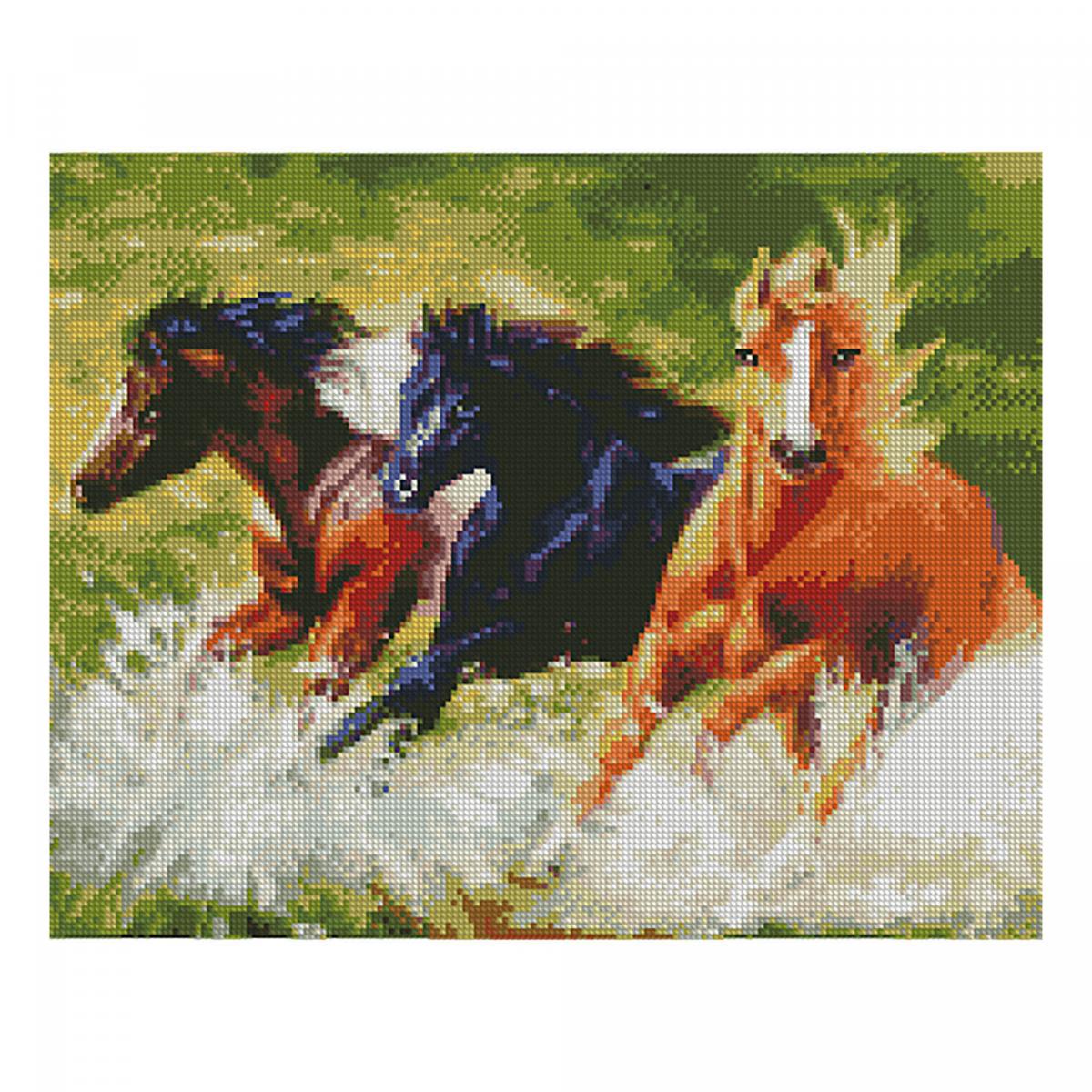 Алмазная мозаика FA11098 Дикие лошади 40x50 см