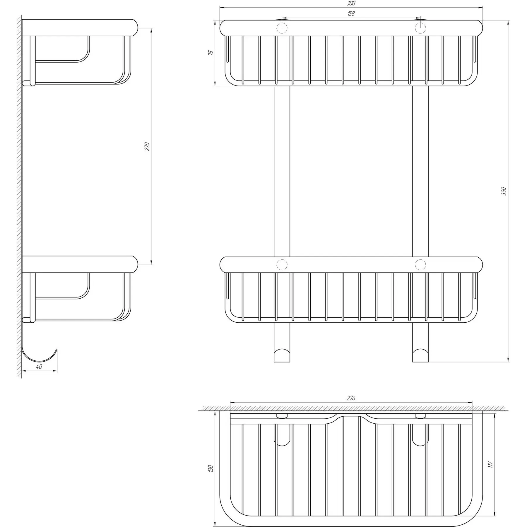 Полка прямая двойная TOPAZ 4102 (GSR-000021264) - фото 3