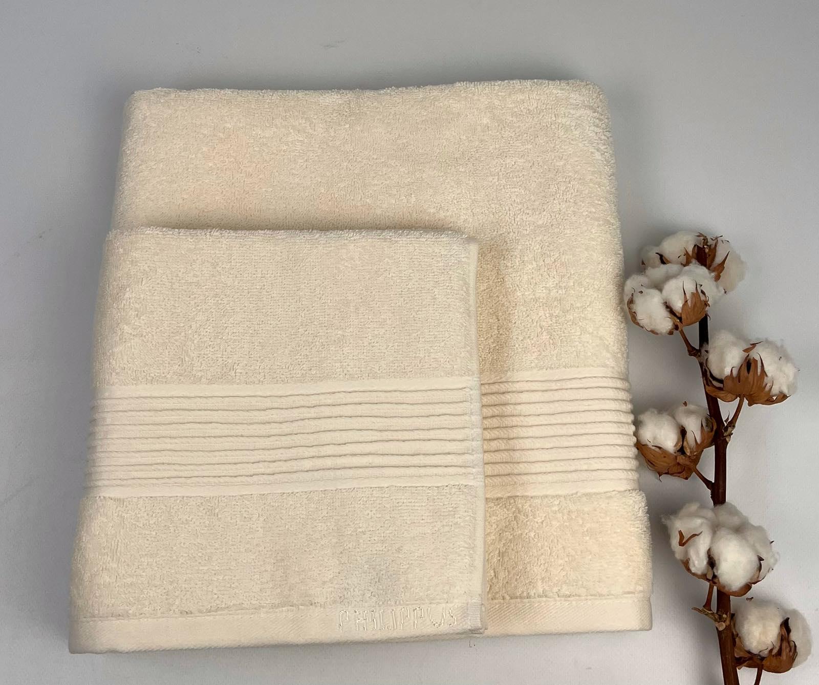 Набор полотенец Philippus Collesium Cotton Lora ЕА73 2 шт. в фирменной коробке Молочный (CN31977)