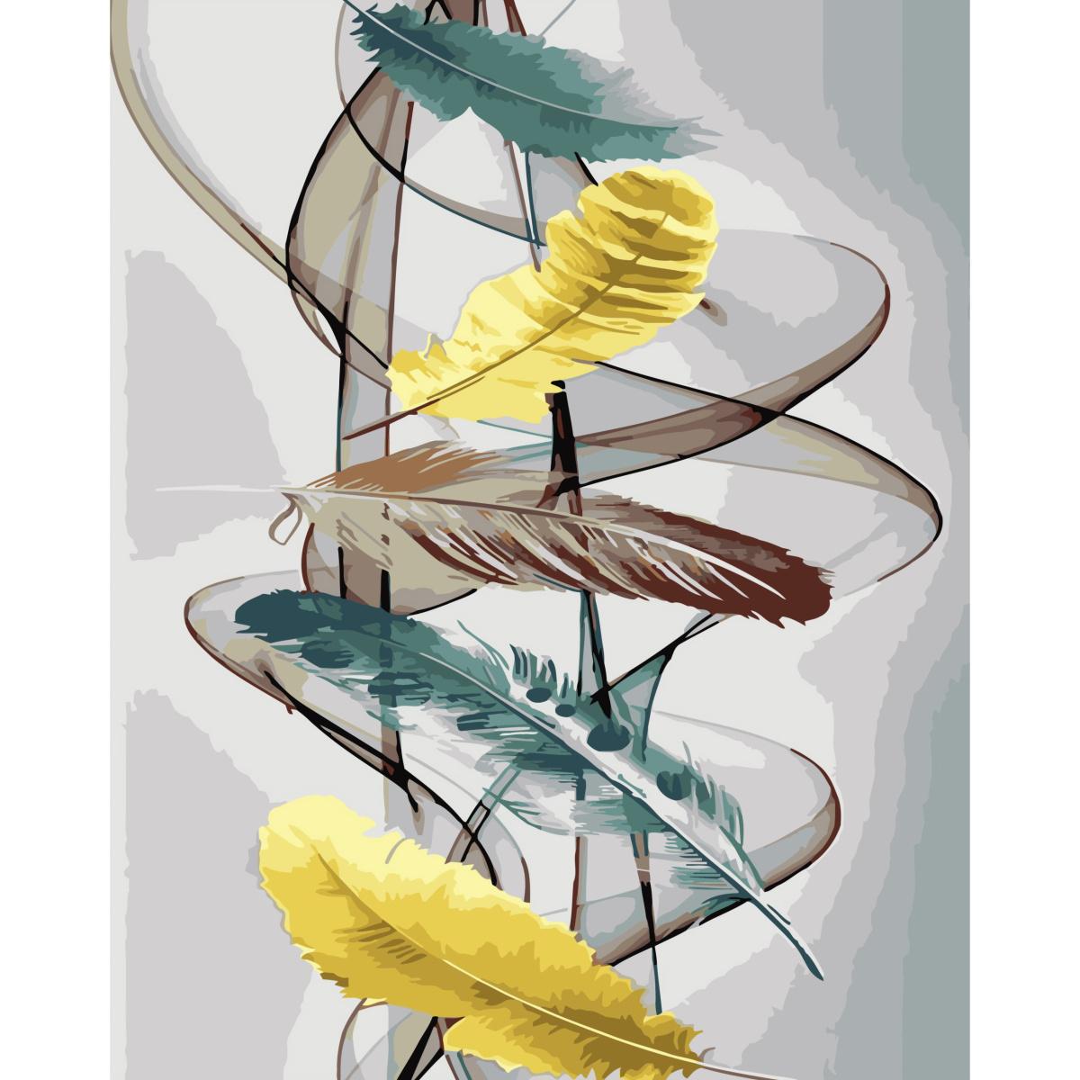 Картина по номерам Strateg Премиум Абстракция из перьев 40x50 см (SY6818)