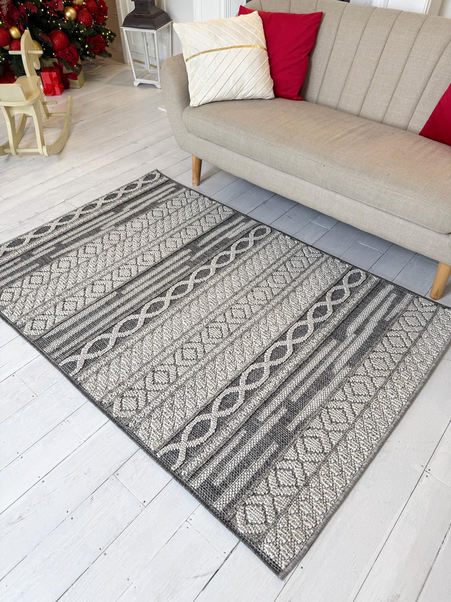 Килим прямокутний абстрактний 100х200 см Сірий