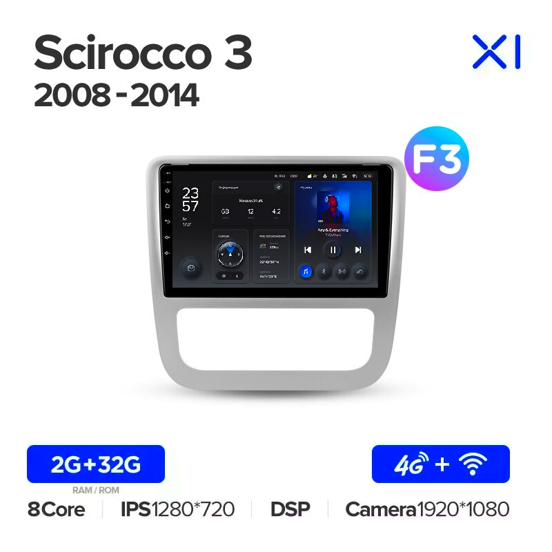 Автомагнитола штатная Teyes X1 для Volkswagen Scirocco 3 III Mk3 2008-2014 Android X1 2+32G Wi-Fi/4G вариант F1 (1739890041) - фото 4 Автомагнитола штатная Teyes X1 для Volkswagen Scirocco 3 III Mk3 2008-2014 Android X1 2+32G Wi-Fi/4G вариант F1 (1739890041) - фото 4