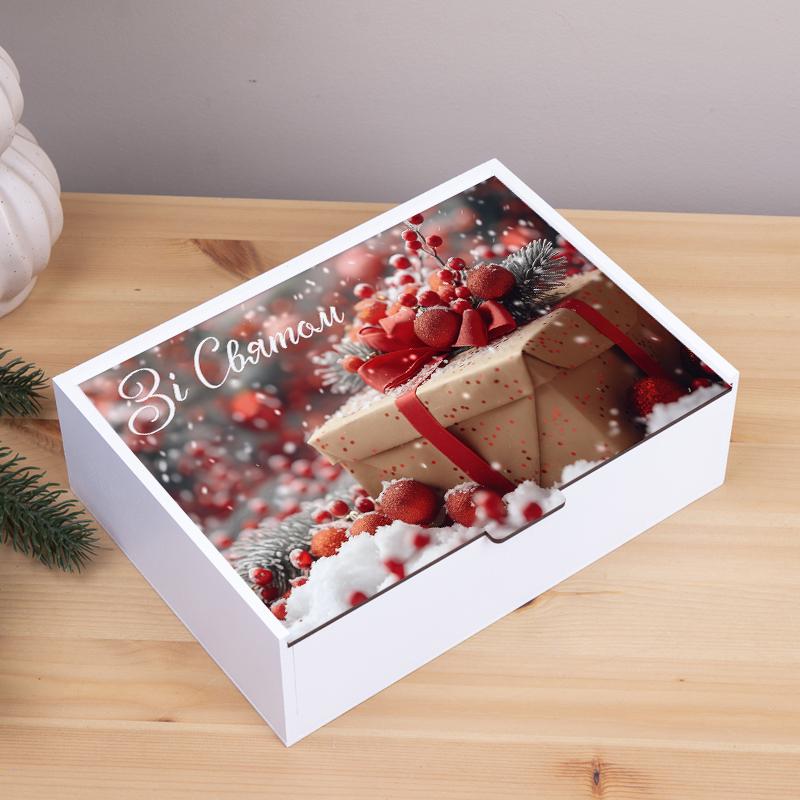 Коробка С праздником новогодняя 25 см (957-53)
