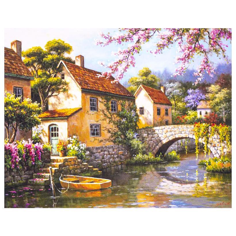 Алмазная мозаика Красивый причал на подрамнике с декоративной рамкой 30х40 см (GLD61240)