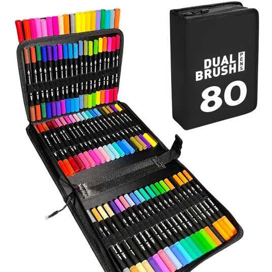 Фломастери акварельні двосторонні Dual Brush з сумкою 80 шт. (256) - фото 2 Фломастери акварельні двосторонні Dual Brush з сумкою 80 шт. (256) - фото 2