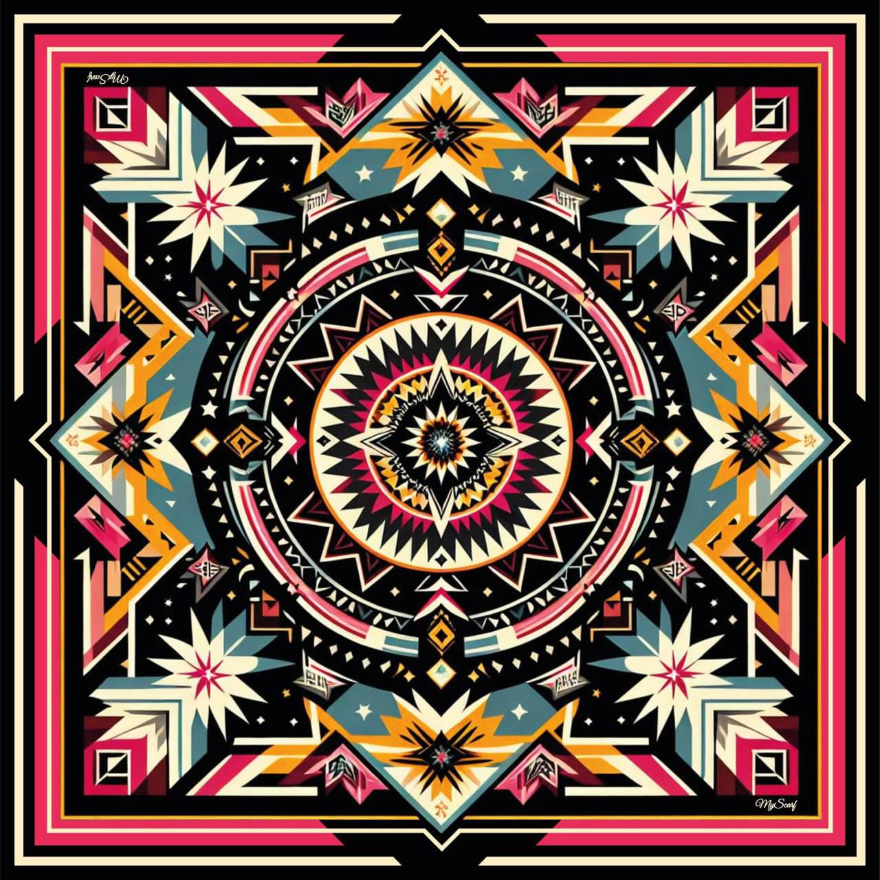 Платок шелковый My Scarf Карпатская звезда 70x70 см Красный