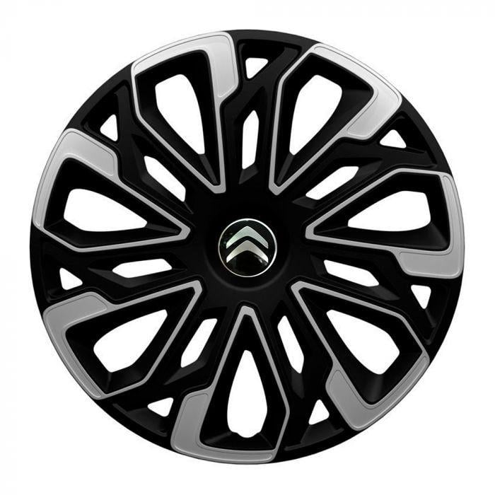 Ковпаки для коліс 4 Racing Estoril R15 з логотипом Citroen 4 шт. Silver/Black (29676324)