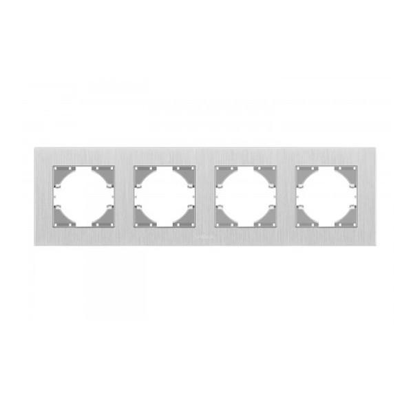 Рамка четырехместная горизонтальная Videx Binera Серебристый алюминий (00000013107)