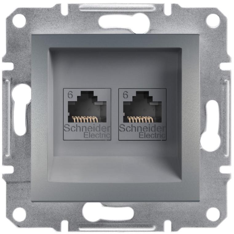 Розетка компьютерная Schneider Electric Asfora RJ45 UTP6 ABS Сталь (EPH4800162)