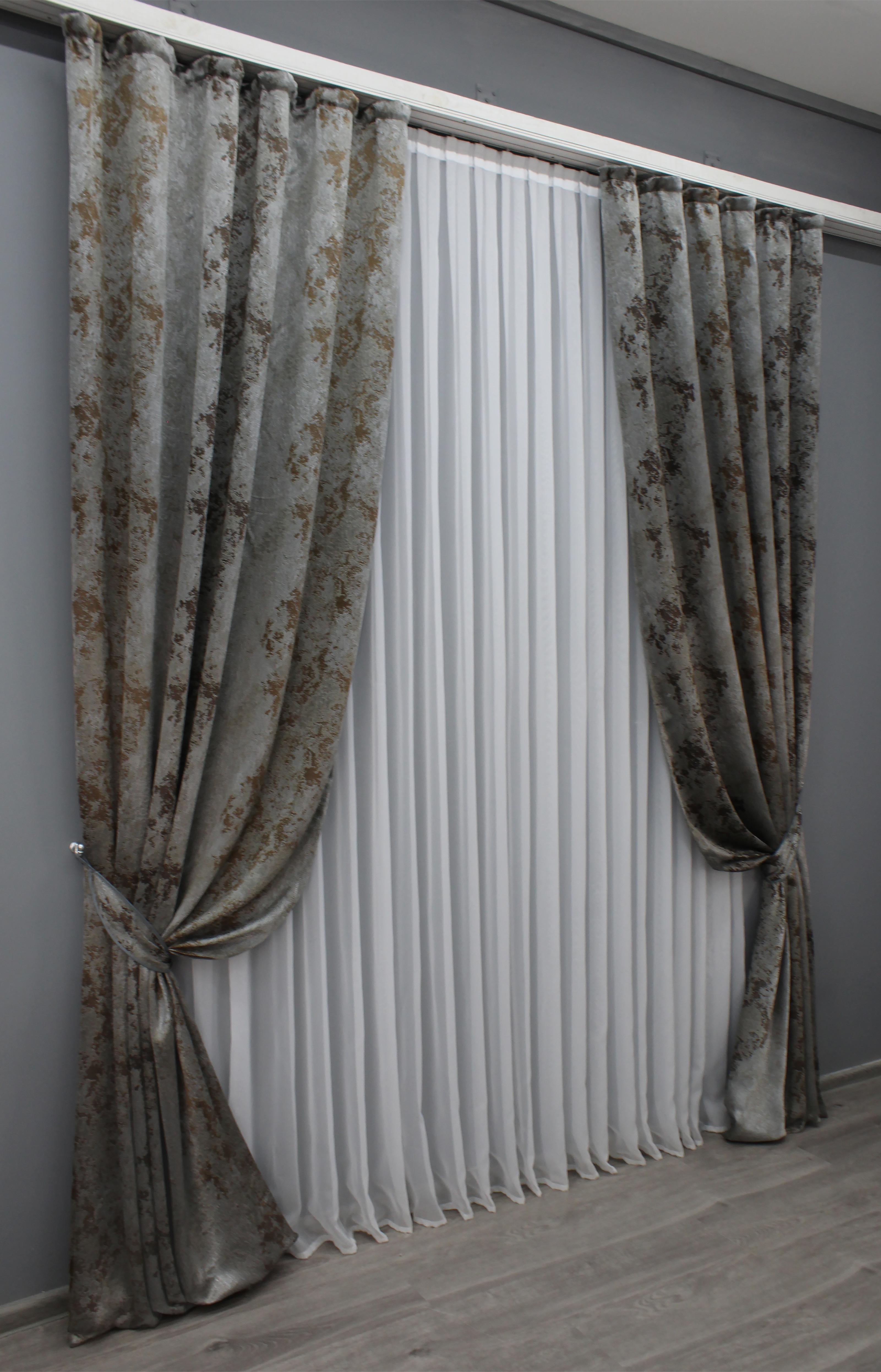Комплект готовых штор VR-Textil Мрамор Al-7 № 1467ш 150х290 см 2 шт. Серый/Коричневый (33-0329) - фото 3 Комплект готовых штор VR-Textil Мрамор Al-7 № 1467ш 150х290 см 2 шт. Серый/Коричневый (33-0329) - фото 3