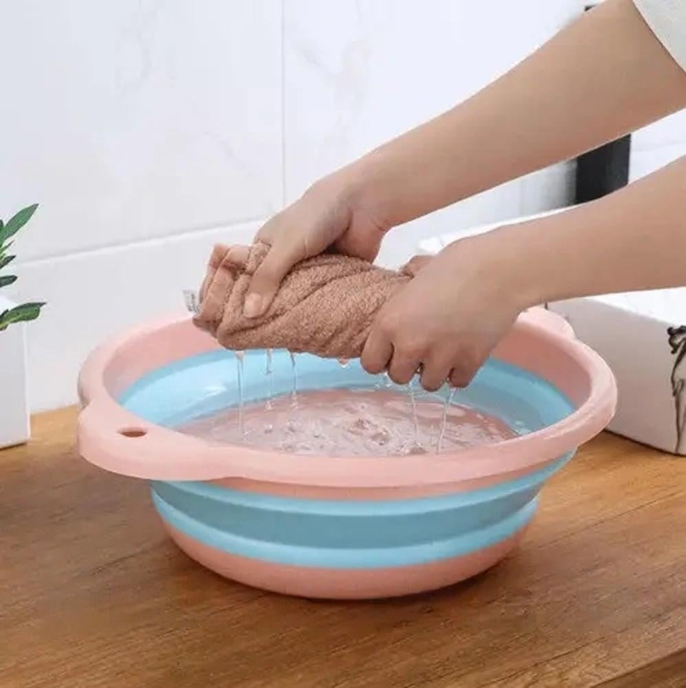 Таз-миска складаний пластиковий 23x20x8,5 см Рожевий - фото 9