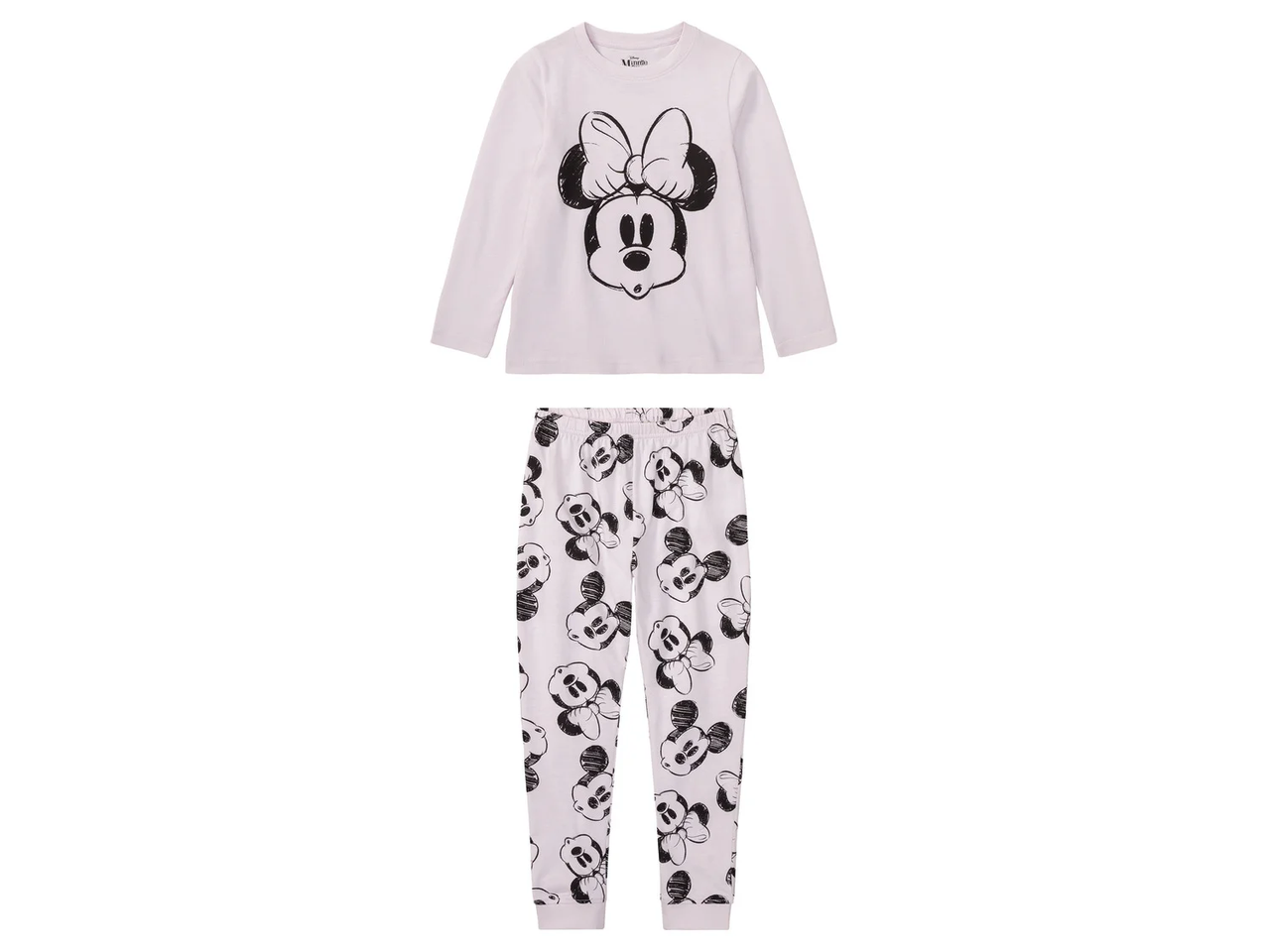 Пижама детская Disney Minnie Mouse лонгслив и штаны 110-116 Пудровый (2431328503)