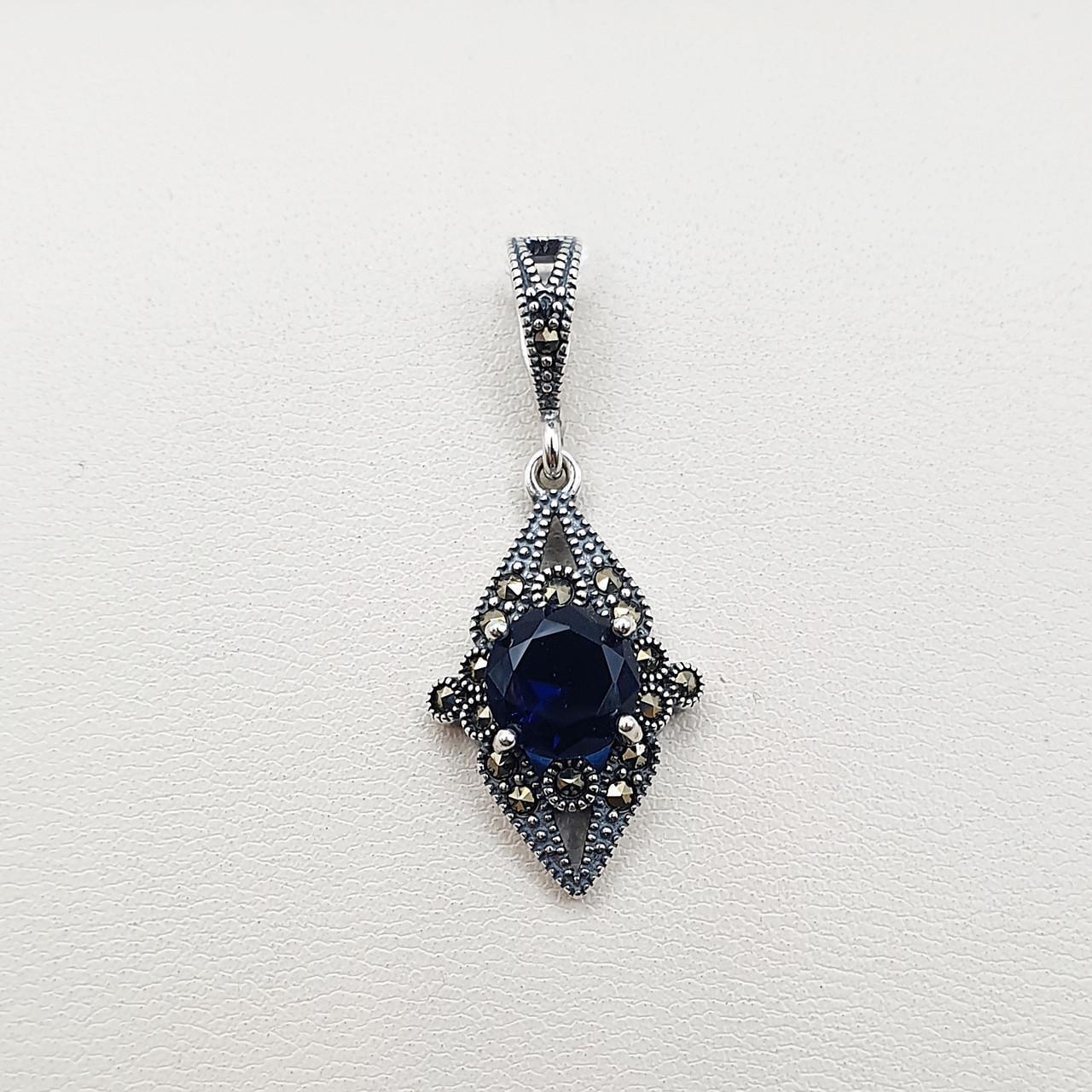 Серебряный кулон с сапфиром и марказитом 2,78 г (2668269031)