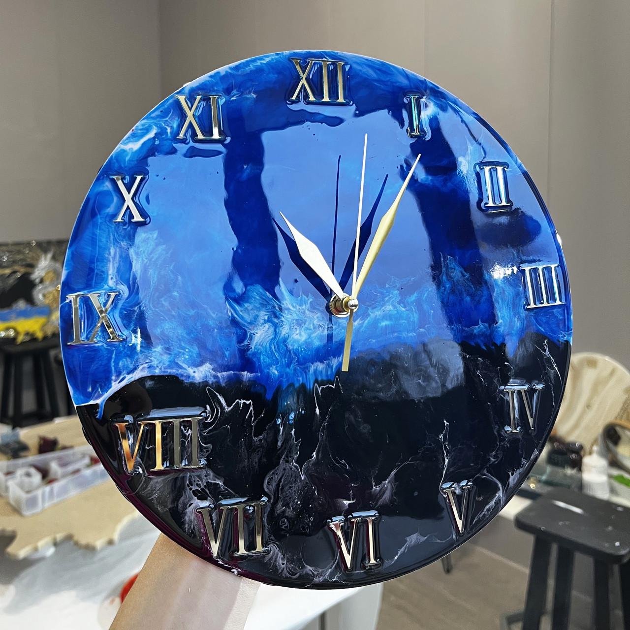 Часы настенные круглые из эпоксидной смолы EPOXY M148 35х35 см