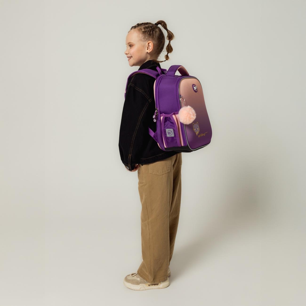 Шкільний рюкзак каркасний з ортопедичною спинкою YES Happy Kitty H-100 (559839/995063) - фото 3