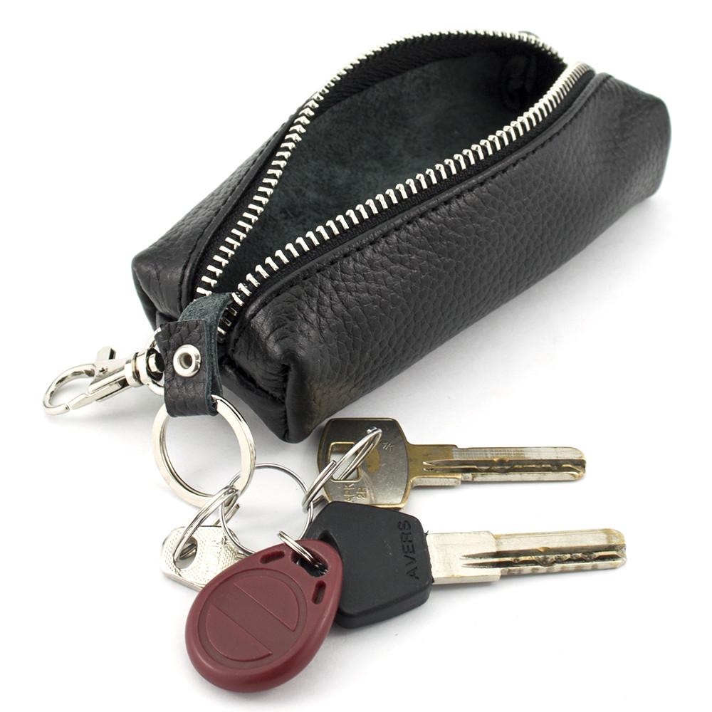 Ключница кожаная мужская HC-103 на молнии Черный - фото 3