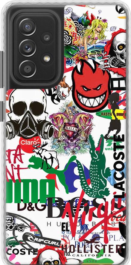 Чехол на Samsung Galaxy A52s 5G A528B Many different logos (4022pc-2583-42517)