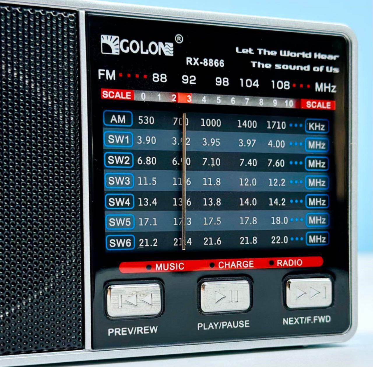 Радіоприймач багатодіапазонний FM/AM/SW Golon RX-8866 MP3-плеєр/TF/USB (8866) - фото 6