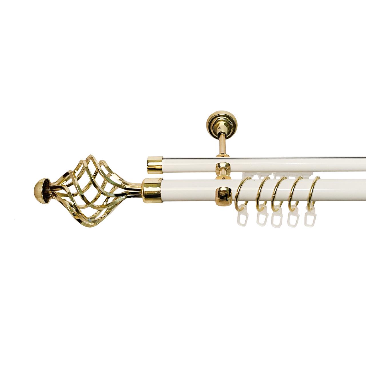 Карниз для штор Orvit Арезо двухрядный 25/19 мм 160 см Белый/Золотой (000-6817)