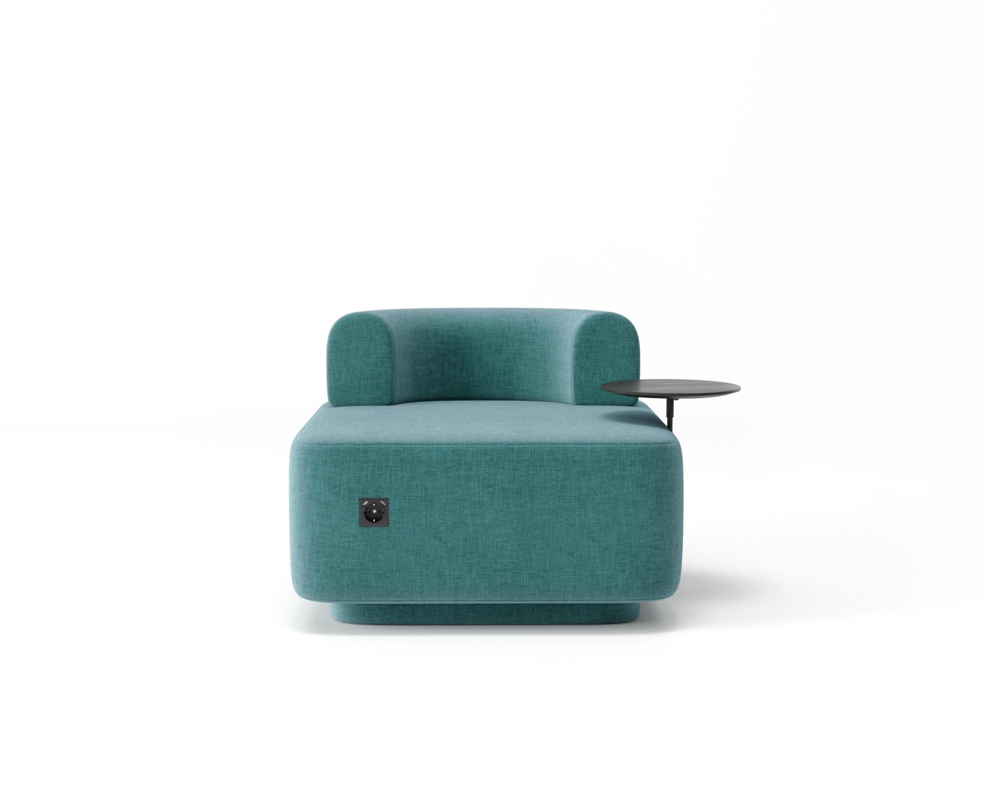 Кресло модульное Plump со столиком и зарядкой USB 80x80x65 см Бирюзовый (0020)