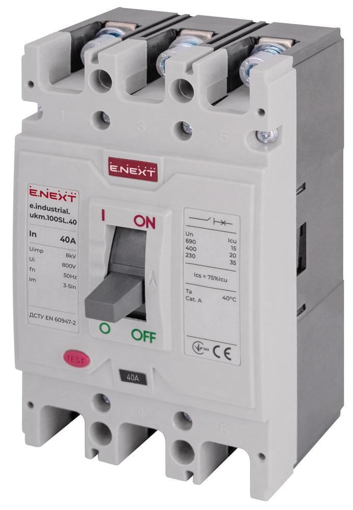 Автоматичний вимикач E.NEXT e.industrial.ukm.100SL.40 3Р 40А 20кА (i0660011) Автоматичний вимикач E.NEXT e.industrial.ukm.100SL.40 3Р 40А 20кА (i0660011)