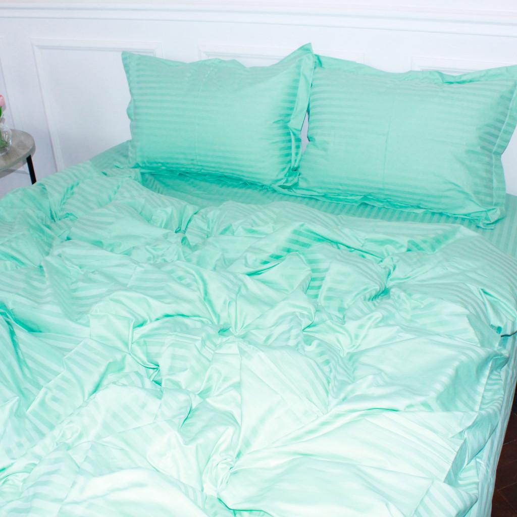 Комплект постільної білизни MirSon 30-0014 satin-stripe сімейний 160х220 см Mint (215741)