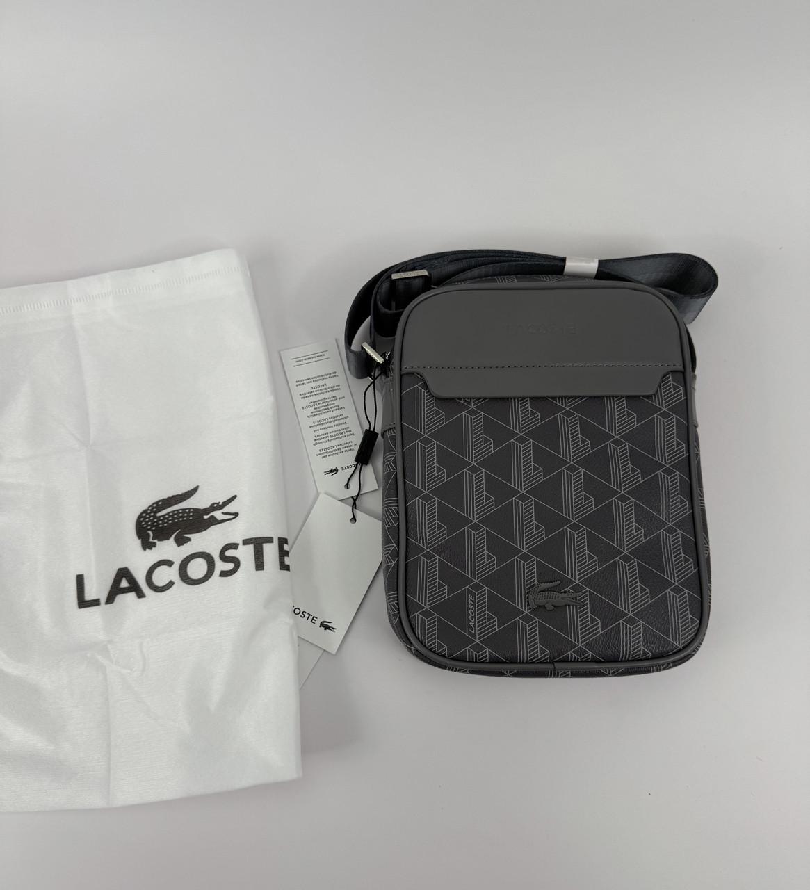 Барсетка Lacoste через плечо монограммная Серый - фото 3 Барсетка Lacoste через плечо монограммная Серый - фото 3