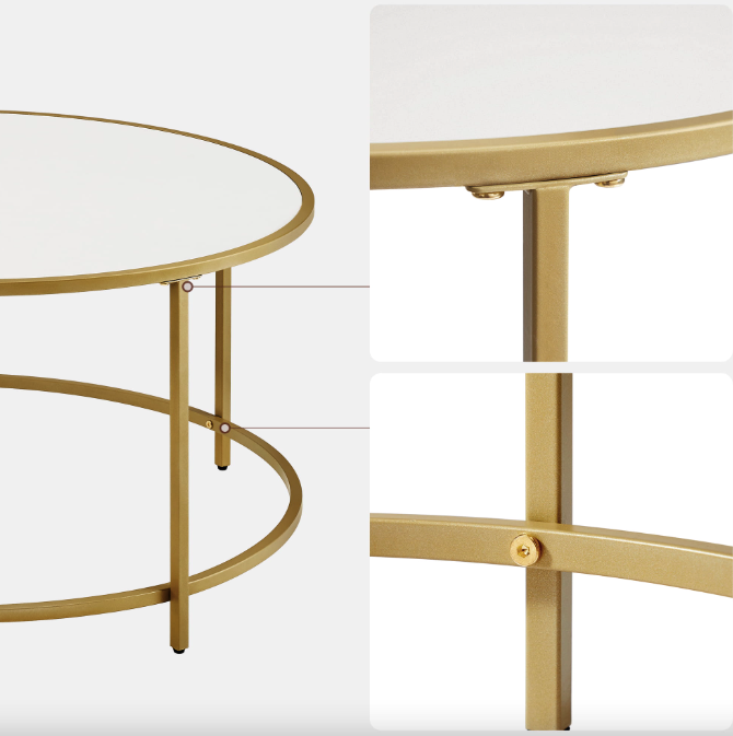 Журнальный столик Leobert Oskar круглый с мраморной столешницей Золотой (4643) - фото 3