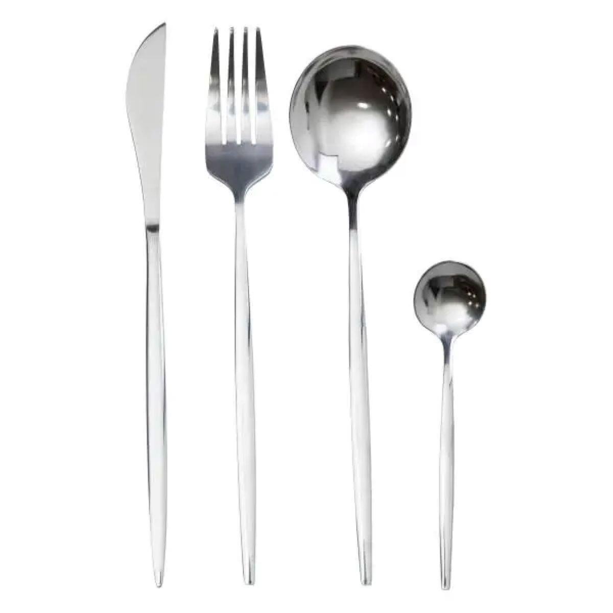 Набір столових приборів 24 пр. набір ложок виделок і ножів Сріблястий - фото 2 Набір столових приборів 24 пр. набір ложок виделок і ножів Сріблястий - фото 2