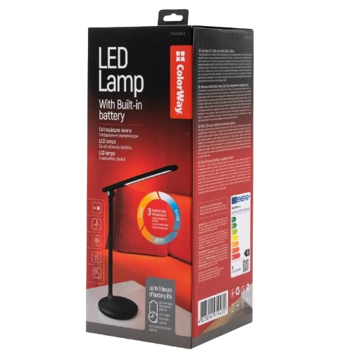 Настільна лампа ColorWay CW-DL02B-B LED з вбудованим акумулятором Чорний (УТ000061080) - фото 6 Настільна лампа ColorWay CW-DL02B-B LED з вбудованим акумулятором Чорний (УТ000061080) - фото 6