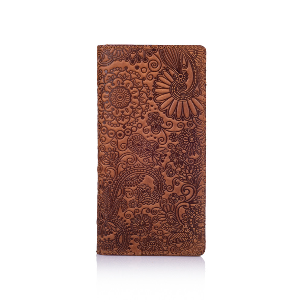 Кошелек Mehendi Art из натуральной кожи и художественным тиснением на кнопках Рыжий (WP-05-S17-1340-T005)