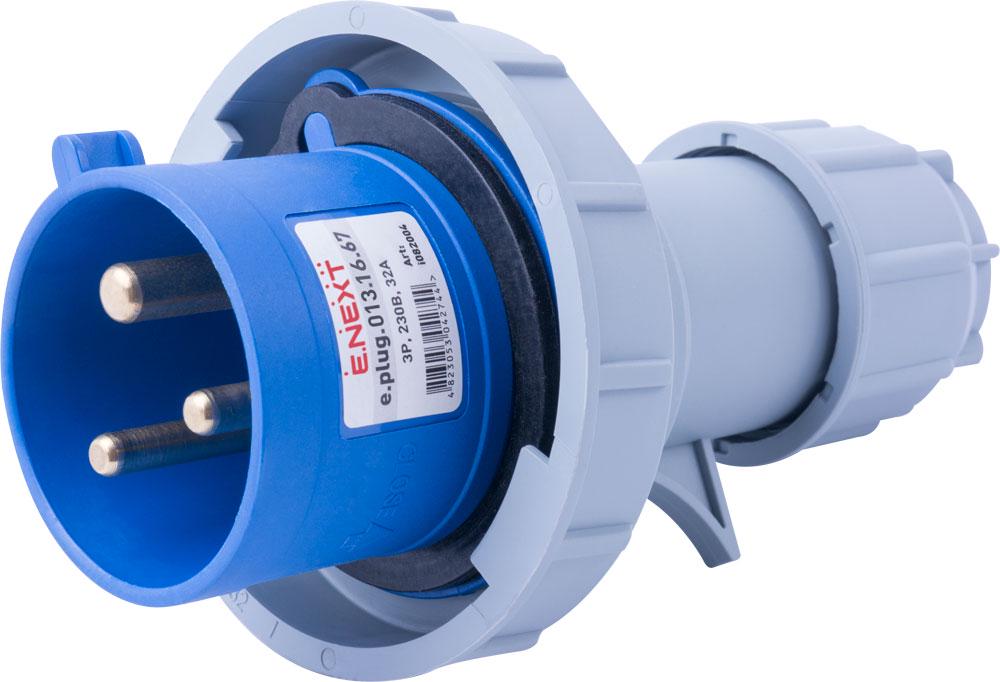 Силова вилка E.NEXT e.plug.013.16.67 2P+PE 16А 230 В переносна IP67 Синій (i082001)