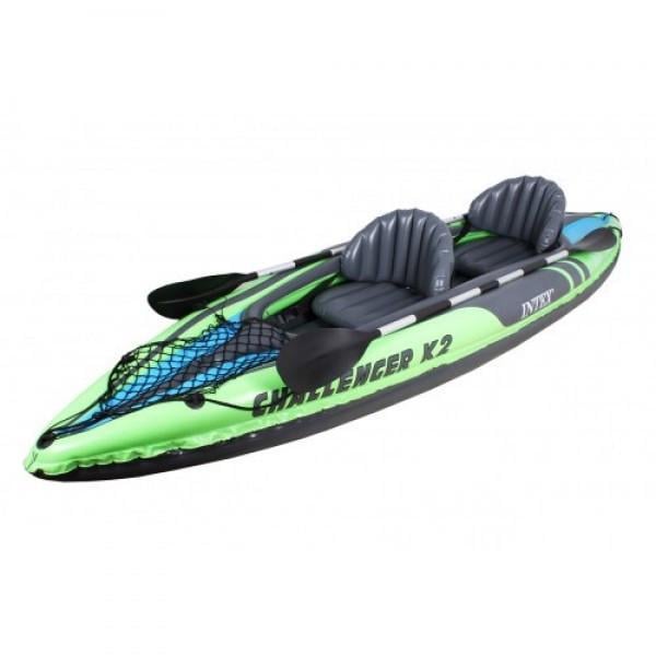 Надувна байдарка човен Intex Challenger K4 68306 NP з веслами 351х76х38 см Green (11051027)