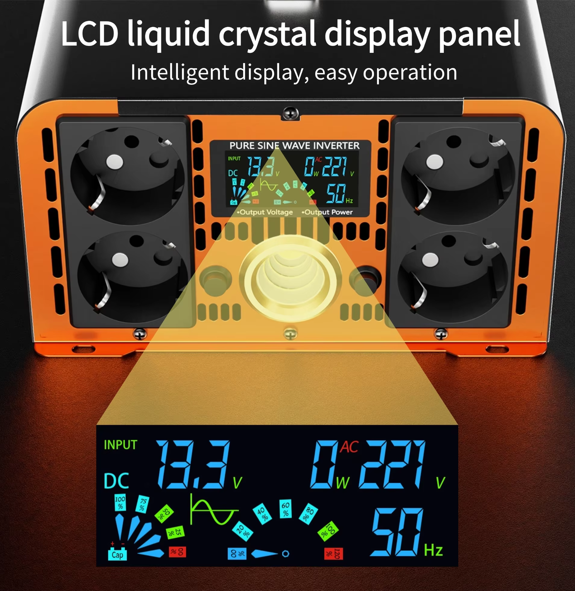 Инвертор Houli с чистой синусоидой 7000 Вт из 4 розетки EU преобразователь 12-220 V (22875232) - фото 4