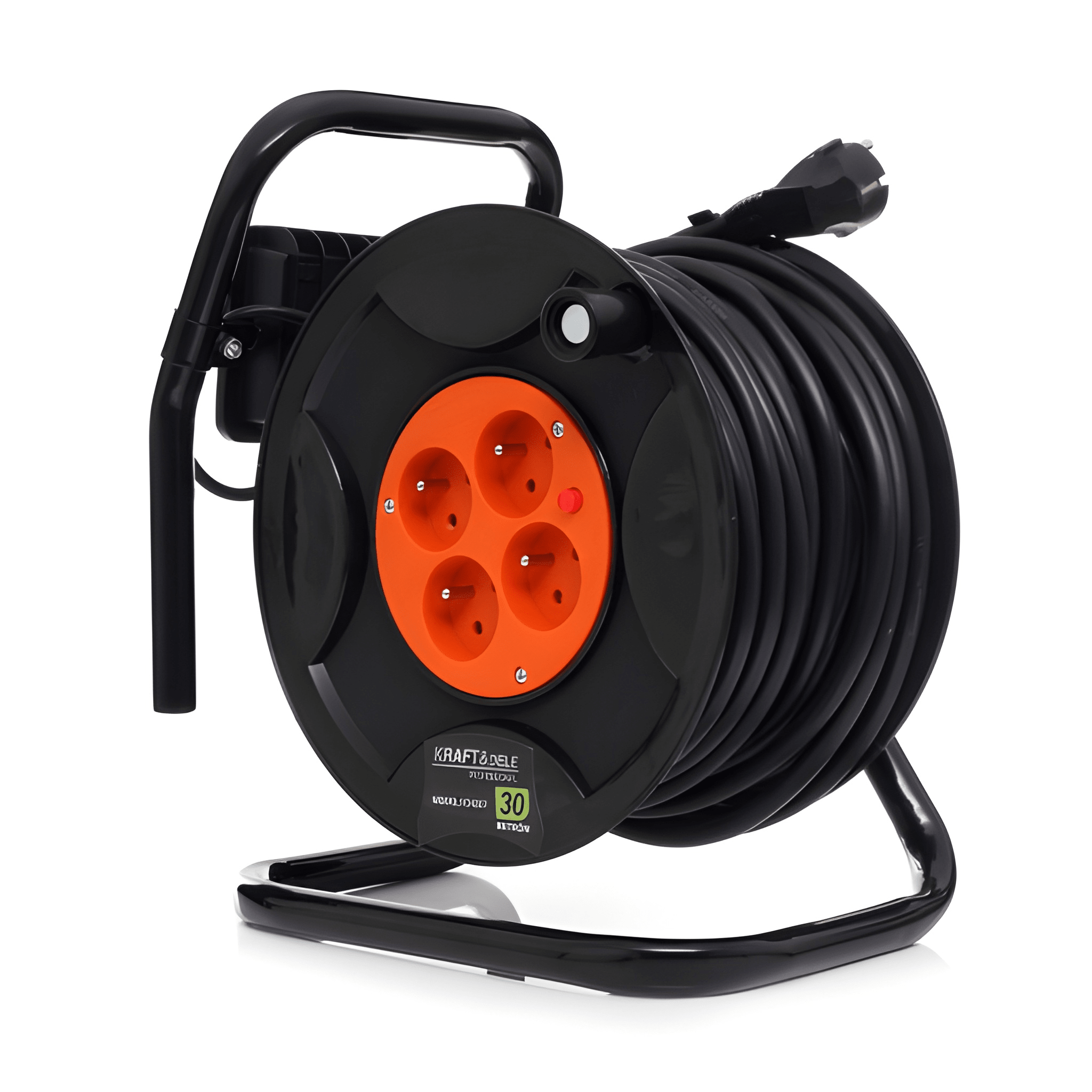 Удлинитель на катушке Kraft &Dele KD4037 30 м 4 розетки 250 В/6 А светодиод