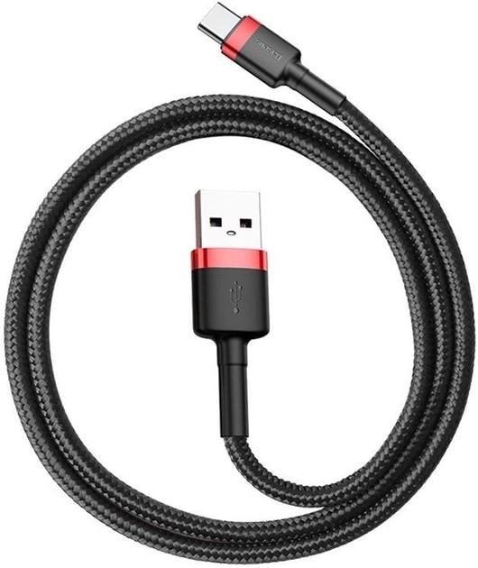 Кабель для швидкого заряджання BASEUS Cafule Cable USB для Type-C Quick Charge 3,0 3 A 1 м Black/Red (CATKLF-B91) - фото 4